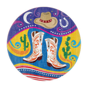 Planche À Découper Bottes de cowboy et étoiles du désert