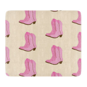 Planche À Découper Bottes de cowboy rose cowgirl country Texas Ranch