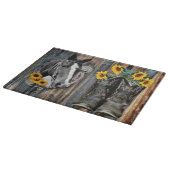 Planche À Découper Bottes de cowboy Rustique Western Horse Tournesols (Coin)