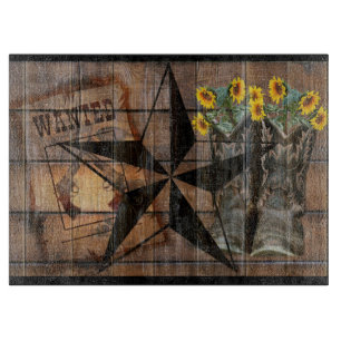 Planche À Découper Bottes Russe Texas Star Western Pistol Cowboy