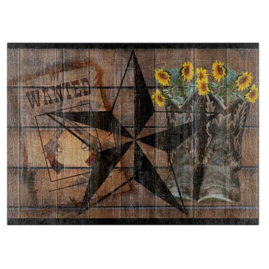 Planche À Découper Bottes Russe Texas Star Western Pistol Cowboy (Devant)