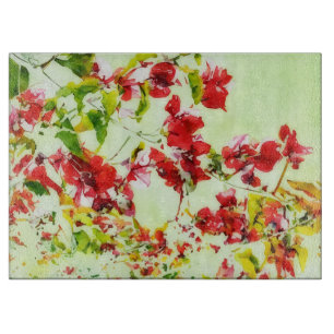 Planche À Découper Bougainville de Californie Fleurs Art Floral Verre