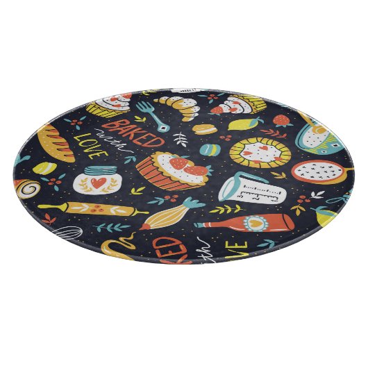 Planche À Découper boulangerie rétro, points, éléments floraux. (Coin)