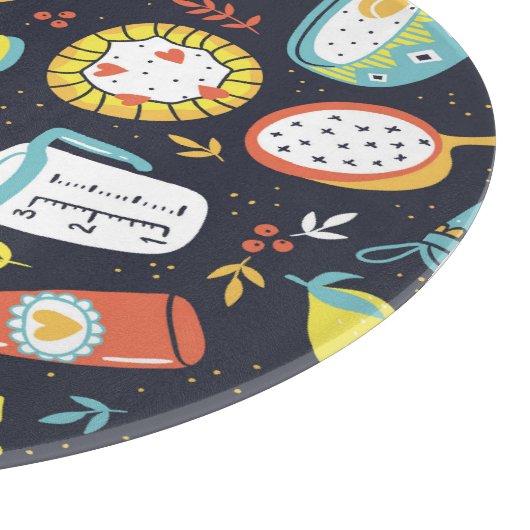 Planche À Découper boulangerie rétro, points, éléments floraux. (Coin)