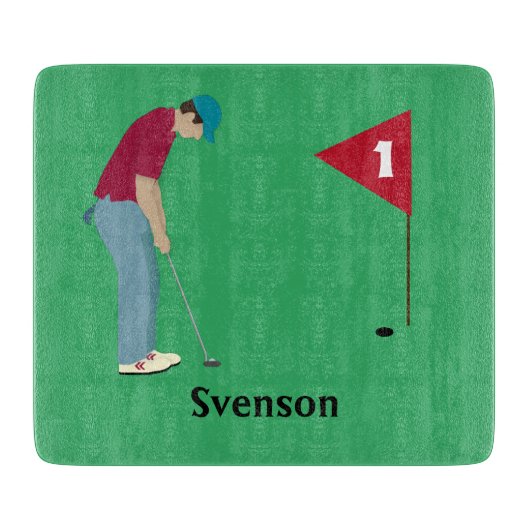 Planche À Découper Boule de golf Green Golfer Putting (Devant)