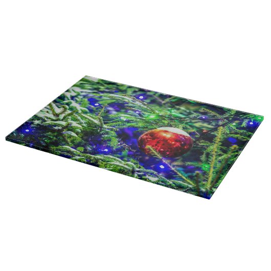 Planche À Découper Boule rouge arbre de Noël vert (Coin)