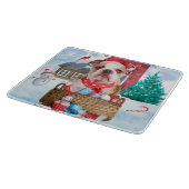 Planche À Découper Bouledogue anglais dans la maison de Noël enneigée (Coin)
