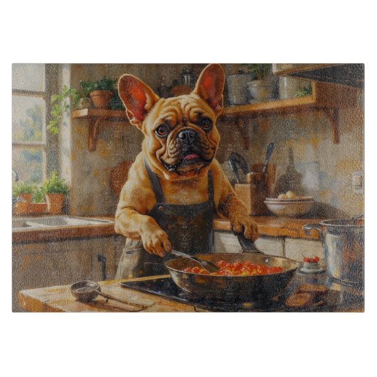 Planche À Découper Bouledogue français cuisine dans la cuisine (Devant)