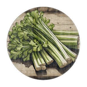 Planche À Découper Bouquet de céleri frais sur bois