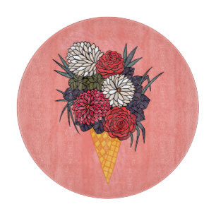 Planche À Découper Bouquet de crème glacée : Vintage floral.