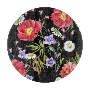 Planche À Découper Bouquet de fleurs d'aquarelle : Motif sans couture