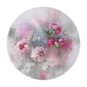 Planche À Découper Bouquet de fleurs Roses Modèle Floral Aquarelle