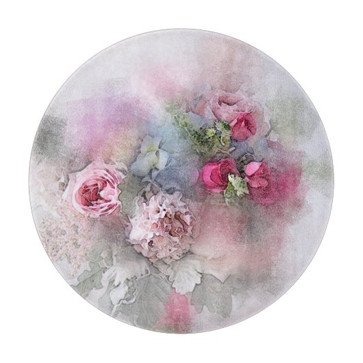 Planche À Découper Bouquet de fleurs Roses Modèle Floral Aquarelle (Devant)