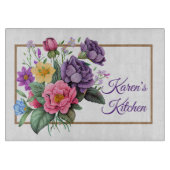 Planche À Découper Bouquet de rose violet customisé (Devant)