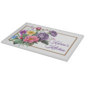Planche À Découper Bouquet de rose violet customisé (Coin)