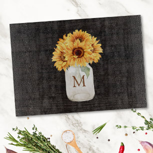 Planche À Découper Bouquet de tournesols rustique aquarelle dans un p