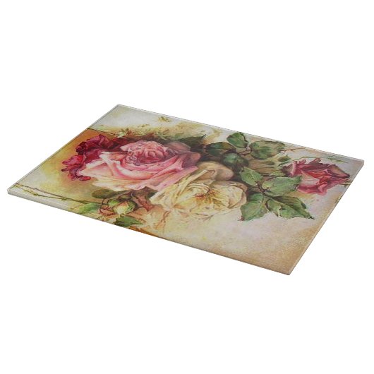Planche À Découper Bouquet rose de cru romantique (Coin)