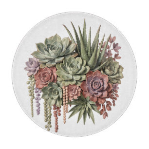 Planche À Découper Bouquet Succulent Vert Rose