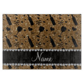 Planche À Découper Bouteille en verre de parties scintillant d'or de  (Devant)