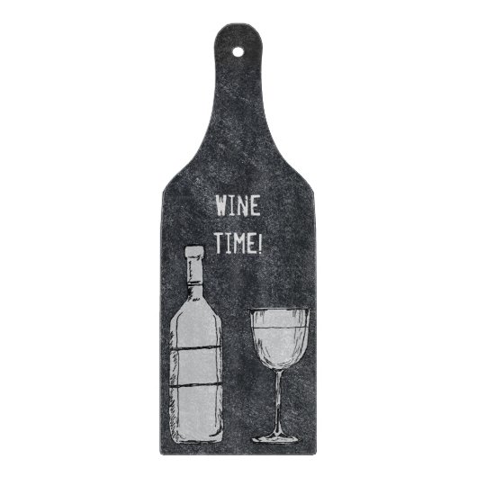 Planche À Découper Bouteille et verre de vin de tableau de temps de (Devant)