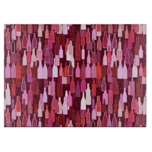 Planche À Découper Bouteilles de vin, nuances de prune, arrière - pla (Devant)