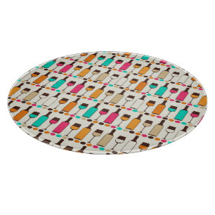 Planche À Découper Bouteilles et verres rétro