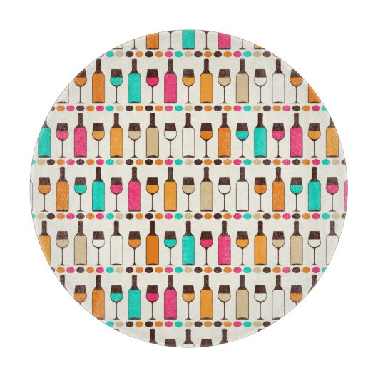 Planche À Découper Bouteilles et verres rétro (Devant)