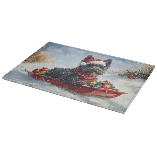 Planche À Découper Bouviers Des Flandres Chien à Sledge Noël (Coin)