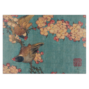 Planche À Découper Bouvreuil d'Hokusai et Cerisier Fleur Vintage Oise