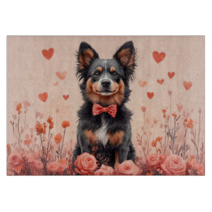 Planche À Découper Bovins australiens avec des roses - Saint-Valentin