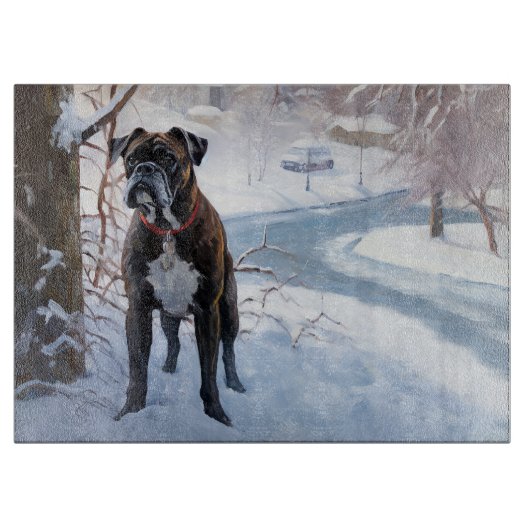 Planche À Découper Boxe Laisser Neige Noël (Devant)