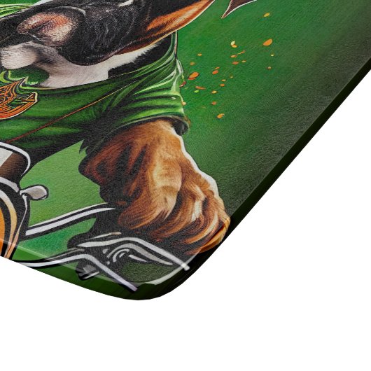 Planche À Découper Boxer Chien Conduite Vélo St. Patrick's Day (Coin)