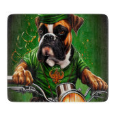 Planche À Découper Boxer Chien Conduite Vélo St. Patrick's Day (Devant)