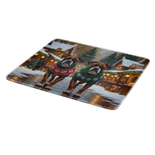 Planche À Découper Boxer Dogs Christmas Snow Holiday (Coin)