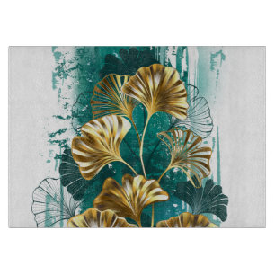 Planche À Découper Branche avec Feuilles d'or Ginko Biloba