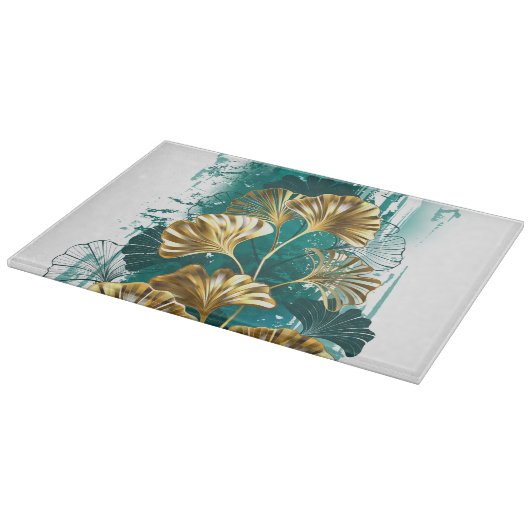 Planche À Découper Branche avec Feuilles d'or Ginko Biloba (Coin)