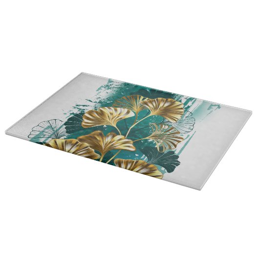 Planche À Découper Branche avec Feuilles d'or Ginko Biloba (Coin)