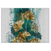 Planche À Découper Branche avec Feuilles d'or Ginko Biloba (Devant)