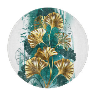 Planche À Découper Branche avec Feuilles d'or Ginko Biloba