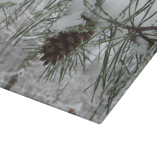 Planche À Découper Branche des pins neigeux Photographie de la nature (Coin)