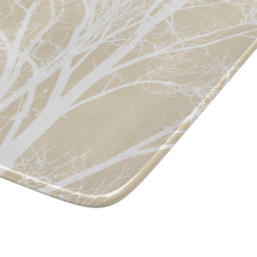 Planche À Découper Branches d'arbre blanc crème rustique (Coin)