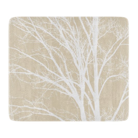 Planche À Découper Branches d'arbre blanc crème rustique (Devant)