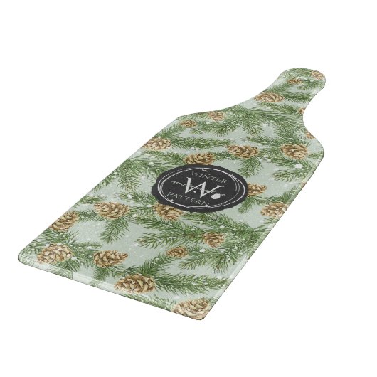 Planche À Découper Branches de pin et cônes de pin Motif d'aquarelle (Coin)