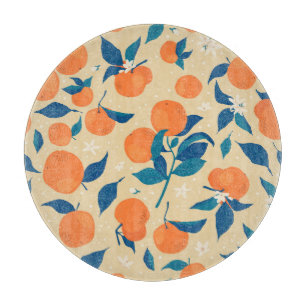 Planche À Découper Branches Oranges : Motif Arrière - plan beige