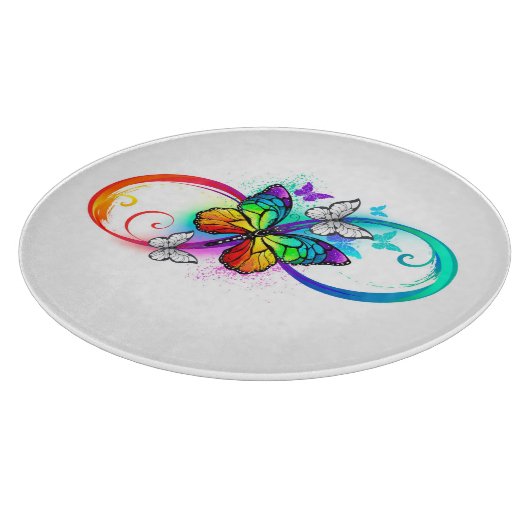 Planche À Découper Bright infinity with rainbow butterfly (Coin)