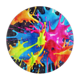 Planche À Découper Bright Neon Splashes en art Abstrait