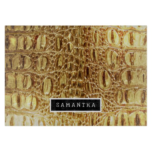 Planche À Découper Brillant Gold Designer Alligator Crocodile Skin (Devant)