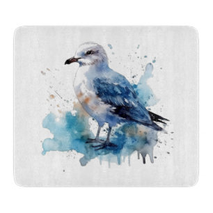 Planche À Découper Brise Océanique : Goéland à l'aquarelle