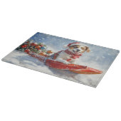 Planche À Découper Brittany Spaniel Dog à Sledge Noël (Coin)