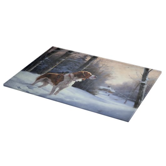 Planche À Découper Brittany Spaniel Laissez Neige Noël (Coin)